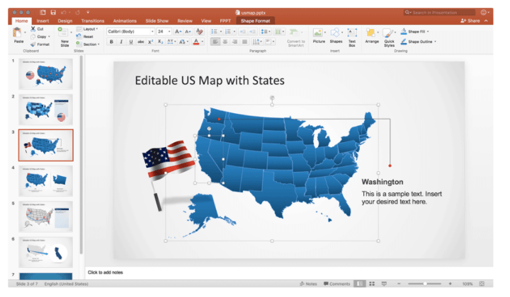 SlideModel US Map Template